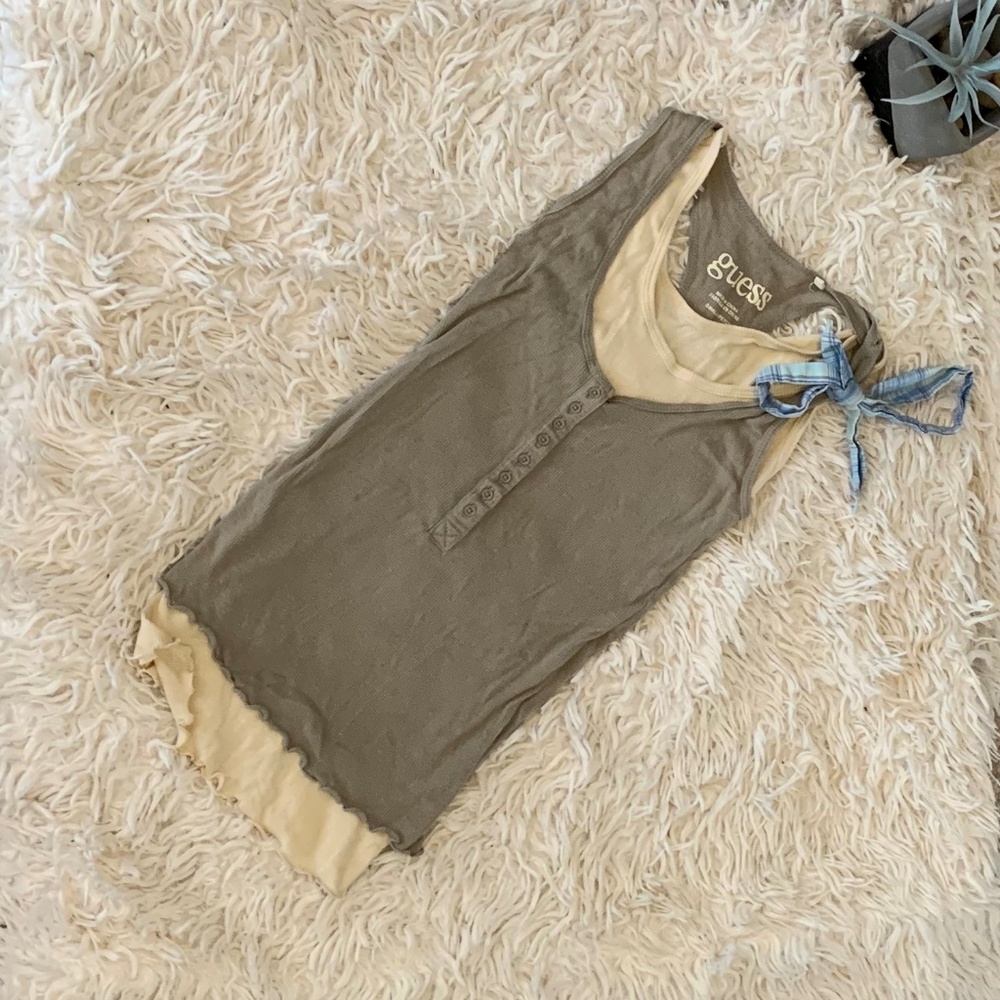 GUESS Double Layered Tank | Button Down Front |SzS